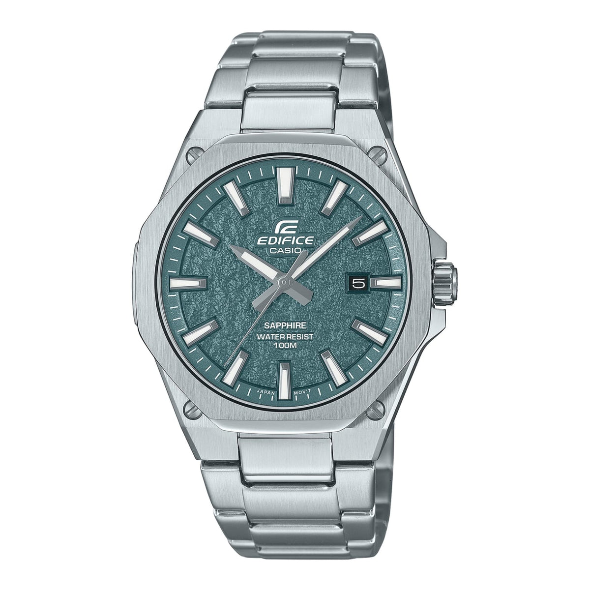 Casio Edifice 藍綠色錶面藍寶石水晶不鏽鋼纖薄手錶 EFR-S108DE-3AVUDF - main product photo