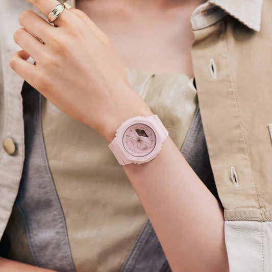 Casio GMA-S2100BA-4AER Women Leather G-Shock Analog Digital Pink Dial