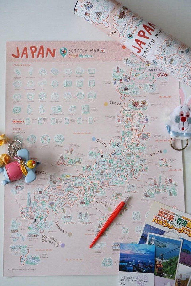 Japan Scratch Travel Map - Travel to Japan decoration stationery日本旅行刮刮地圖(內附刮刮片) pen