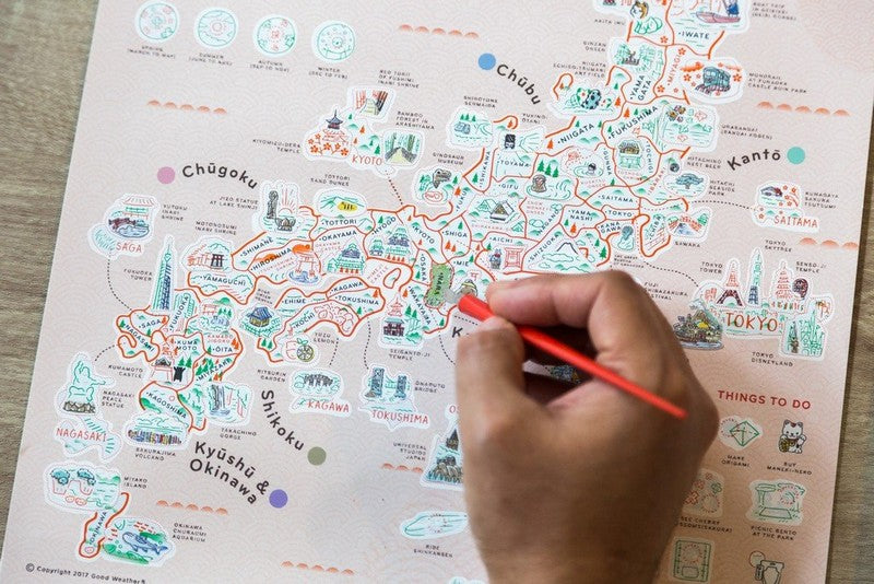 Japan Scratch Travel Map - Travel to Japan decoration stationery日本旅行刮刮地圖(內附刮刮片) pencil