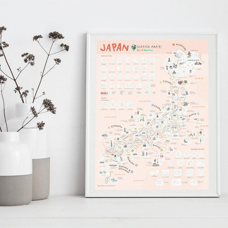 Japan Scratch Travel Map - Travel to Japan decoration stationery日本旅行刮刮地圖(內附刮刮片) white background