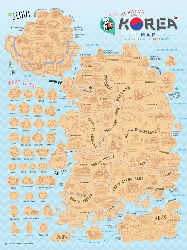 Korea Scratch Travel Map poster decoration- Travel to Korea 韓國旅行刮刮地圖(內附刮刮片)before