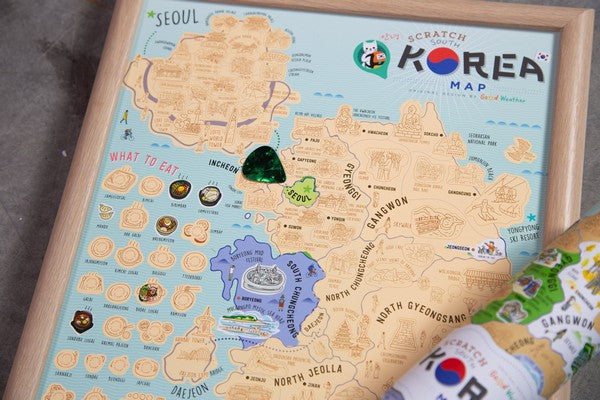 Korea Scratch Travel Map poster decoration- Travel to Korea 韓國旅行刮刮地圖(內附刮刮片)front
