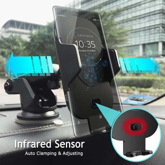 Automatic Infrared Sensor Qi Wireless Car Charger Mount Lexuma XMount 紅外線自動感應無線充電車架 on car