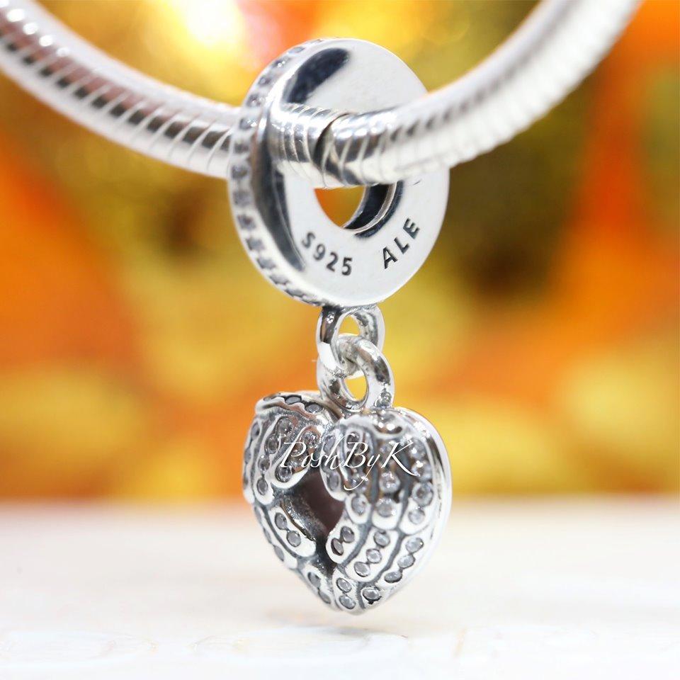 Pandora Angel Wings Silver Dangle with Clear Cubic Zirconia and