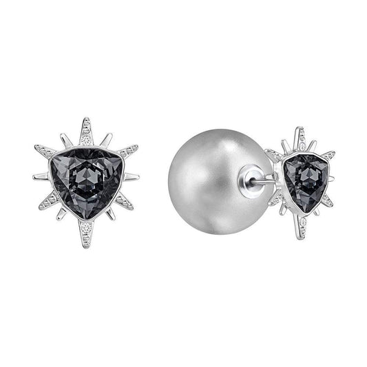 Swarovski Fantastic Grey Crystal & Pearl Rhodium Earrings #5230607