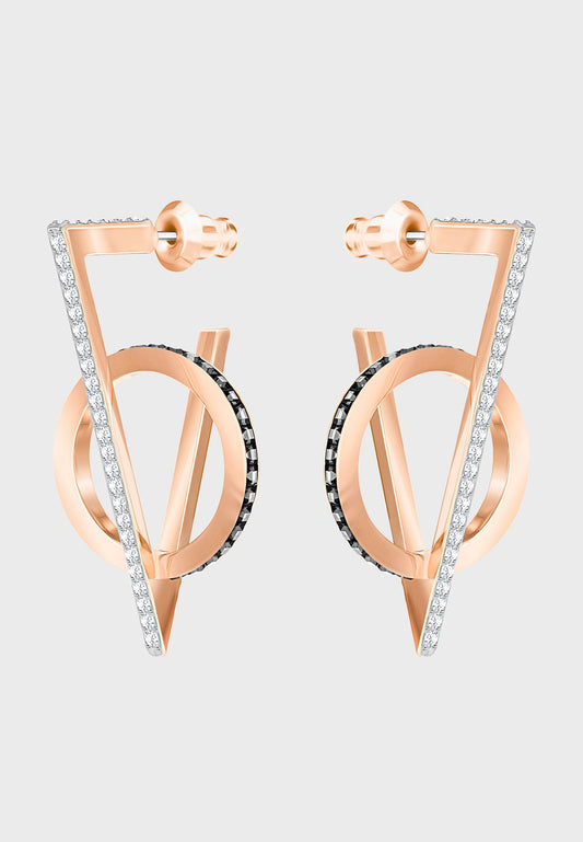SWAROVSKI Hero Triangle Pierced Earrings - Gray - Rose Gold Plating #5354757