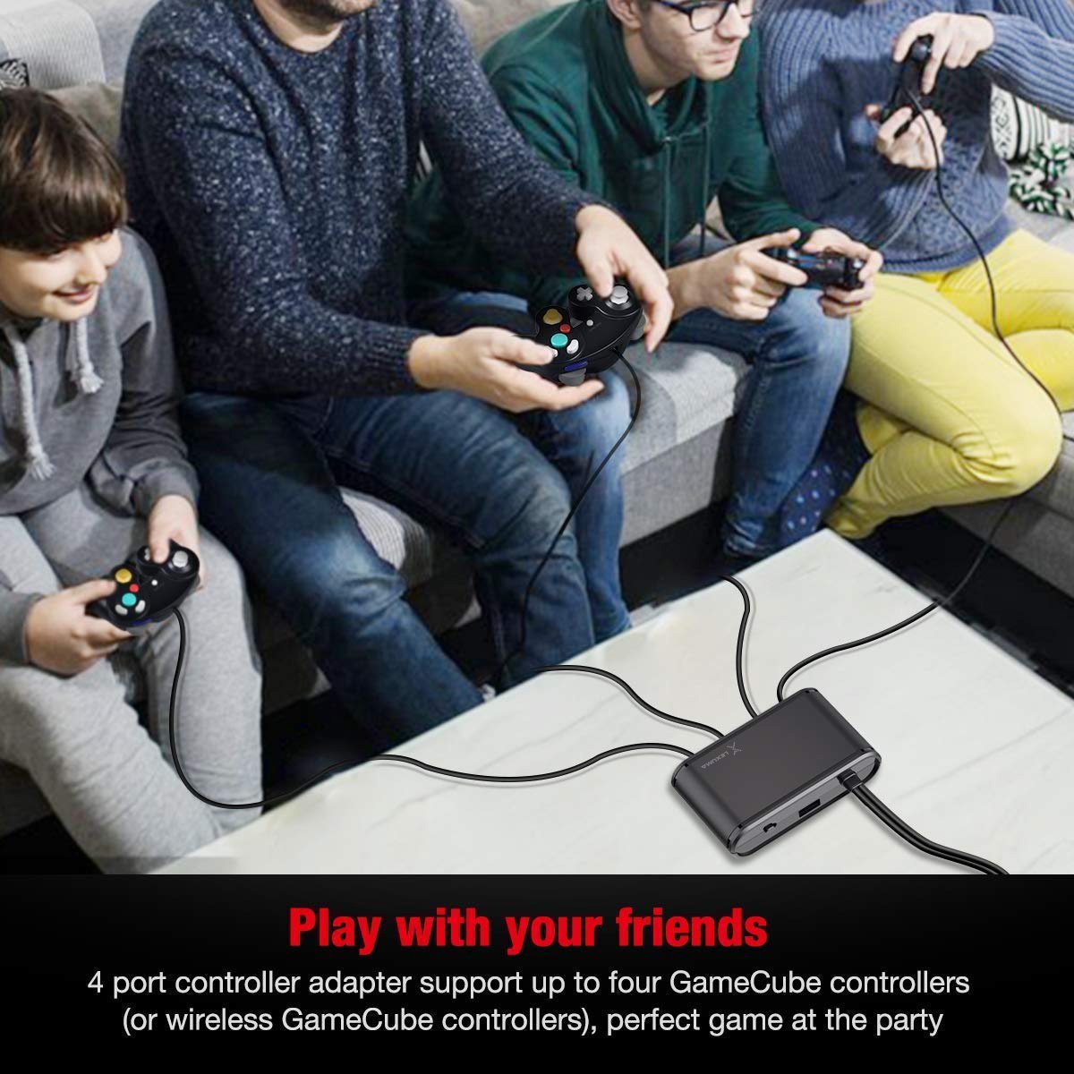 GameCube Controller Adapter for Wii U, Nintendo Switch and PC USB by Lexuma - play with your friend