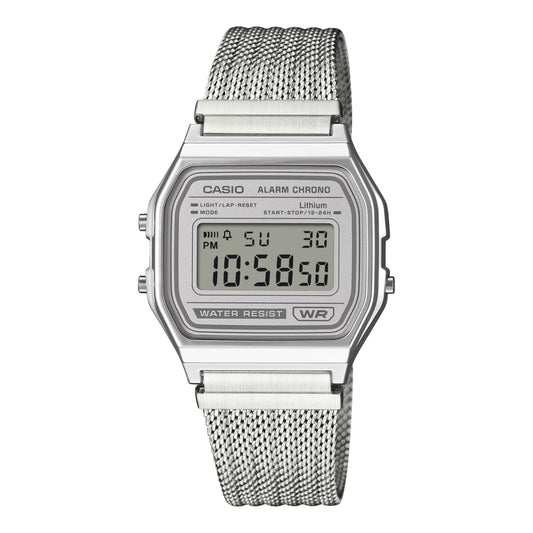 Casio Vintage 銀色網織不鏽鋼數碼手錶 A158WEM-7EF - main product photo