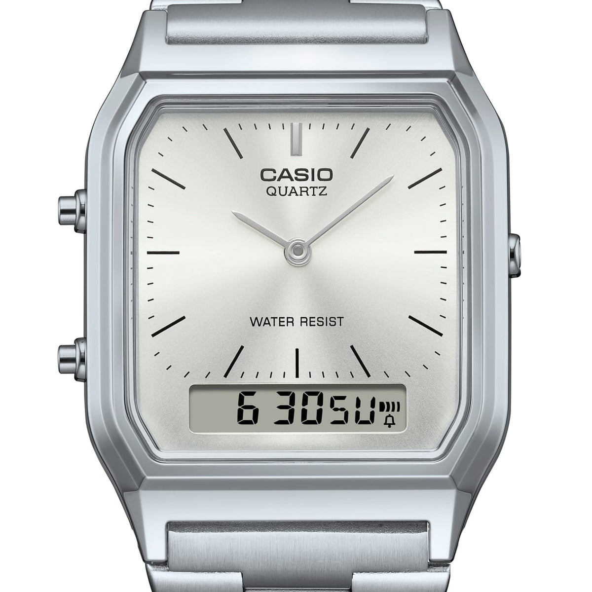 Casio復古銀色錶面不鏽鋼雙顯手錶 AQ-230A-7AMQYES - detail photo 4