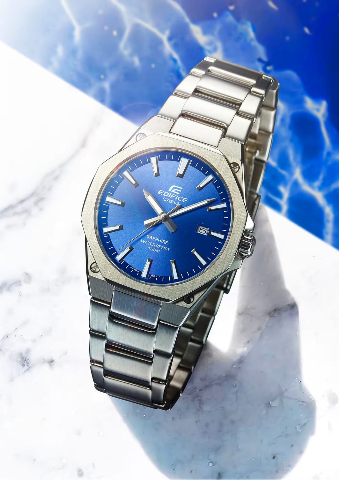Casio Edifice 藍色錶面藍寶石水晶不鏽鋼纖薄手錶 EFR-S108D-2AVUEF - detail photo 5