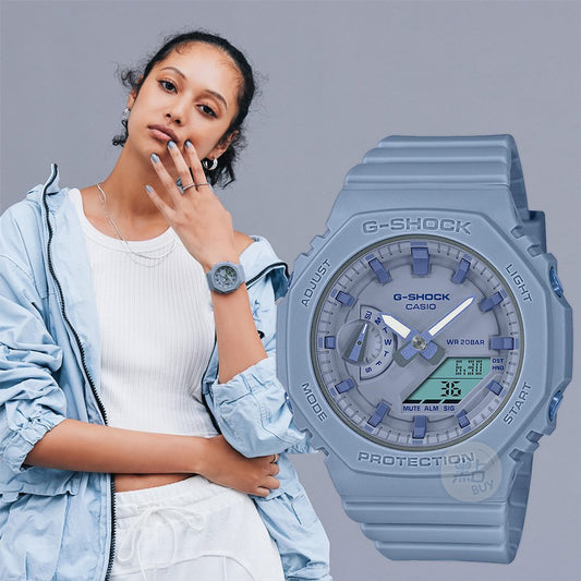 CASIO GMA-S2100BA-2A2ER 女士指針數字石英手錶配塑膠錶帶