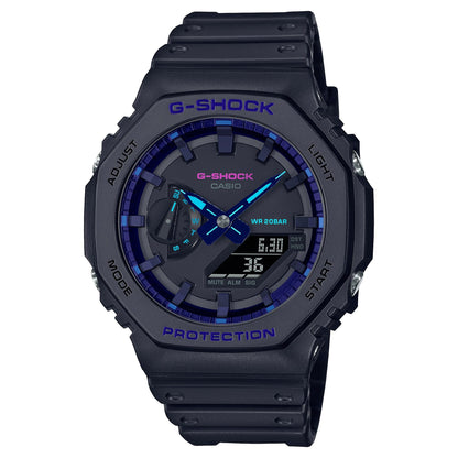CASIO GA-2100VB-1AER G-Shock 200M 防水 防震 - 指針電子雙顯錶，正面白色背景