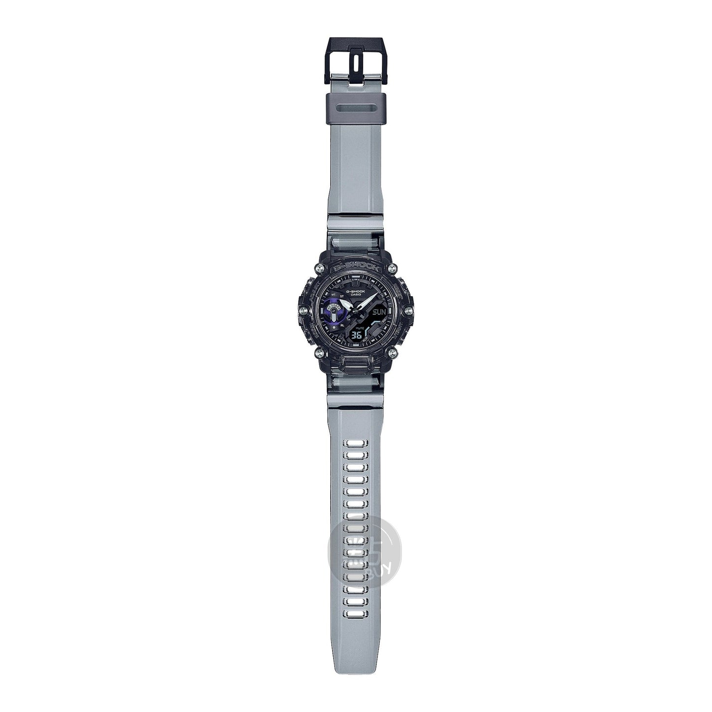 CASIO GA-2200SKL-8AER G-Shock 樹脂錶帶 200米防水 - 煙灰色樹脂錶帶，完整側面圖