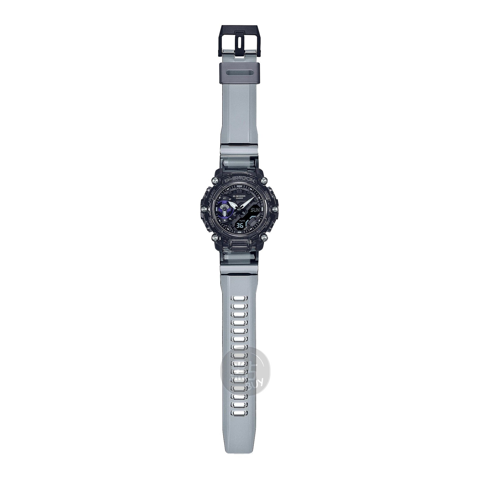 CASIO GA-2200SKL-8AER G-Shock 樹脂錶帶 200米防水 - 煙灰色樹脂錶帶，完整側面圖