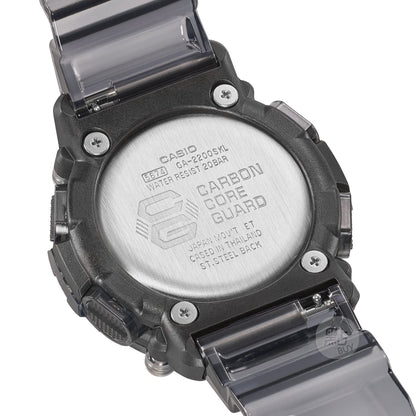 CASIO GA-2200SKL-8AER G-Shock 樹脂錶帶 200米防水 - 錶背細節，展示Carbon Core Guard刻字