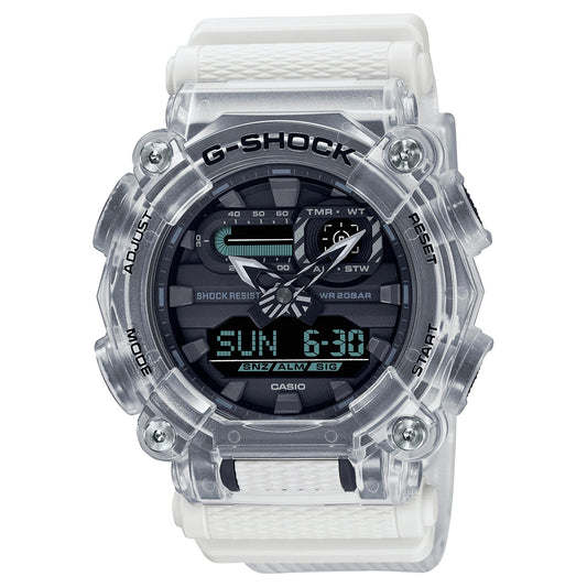 CASIO GA-900SKL-7AER G-Shock 200M 防水 防震 - 鏤空錶款，正面白色背景