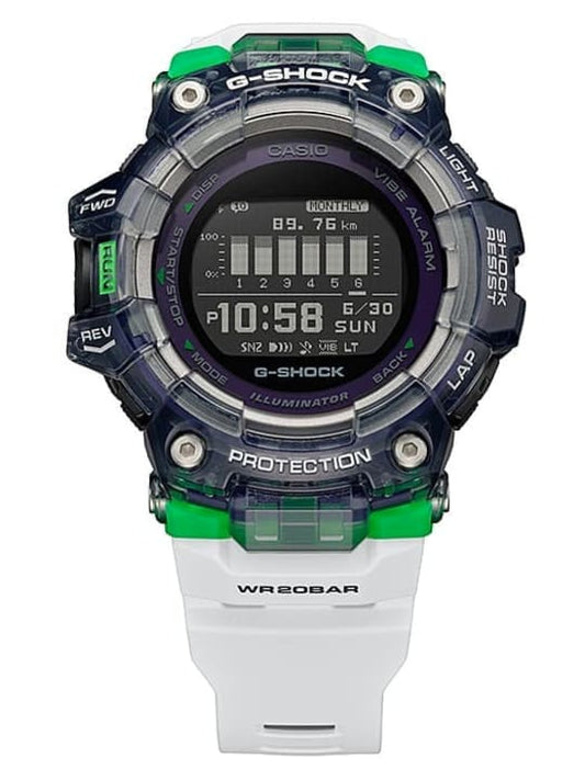 CASIO GBD-100SM-1A7ER G-Shock 200M 防水 防震 - 步數及月度數據畫面正面特寫