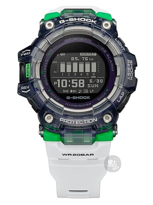 CASIO GBD-100SM-1A7ER G-Shock 200M 防水 防震 - 步數及月度數據畫面正面特寫