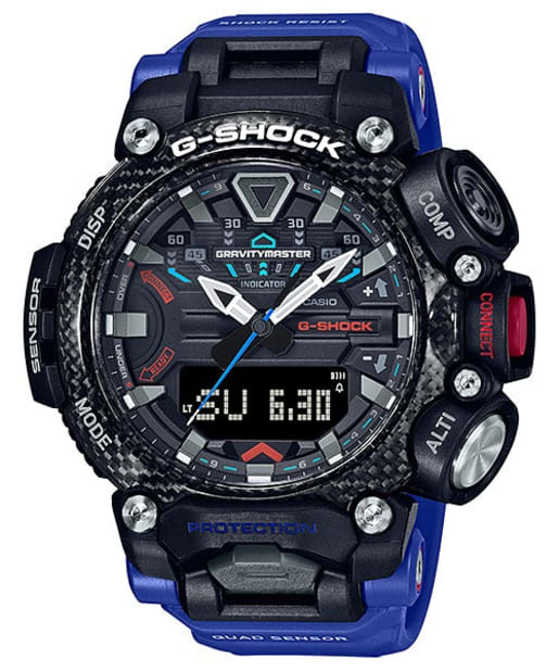 Casio GR-B200-1A2DR Master of G - Air Gravitymaster 手錶 - 碳纖維錶圈錶款，正面白色背景