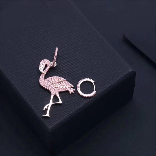 APM AE10582ORW Asymmetric Flamingo Earring And Hoop earring