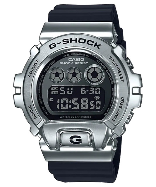 CASIO G-SHOCK Men's 25th Anniversary Limited Edition Digital Stainless Steel and Black Resin Strap Watch #GM-6900-1ER