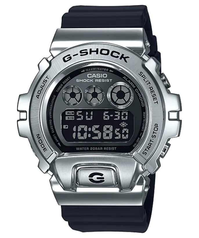CASIO G-SHOCK Men's 25th Anniversary Limited Edition Digital Stainless Steel and Black Resin Strap Watch #GM-6900-1ER