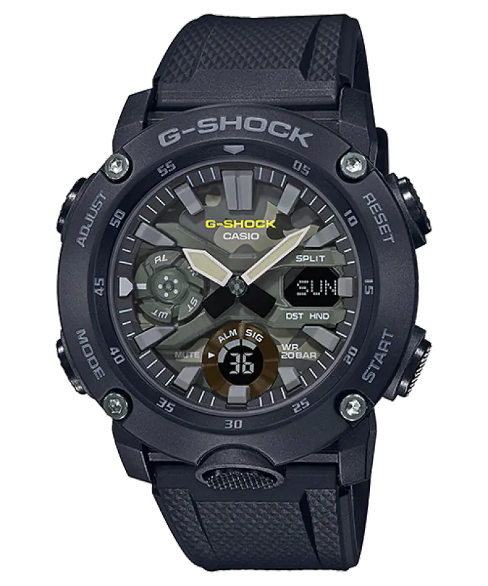 CASIO G-SHOCK Special Color Analog Quartz Black Resin Men's Watch #GA-2000SU-1ADR