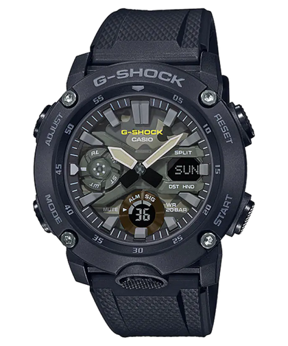 CASIO G-SHOCK Special Color Analog Quartz Black Resin Men's Watch #GA-2000SU-1ADR