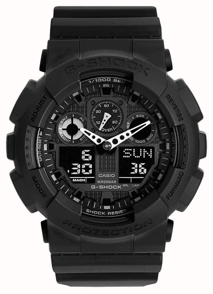 CASIO G-Shock Chronograph Alarm Black #GA-100-1A1ER