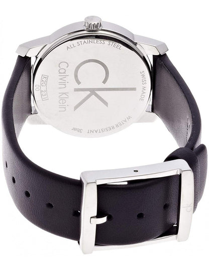NEW Calvin Klein City Leather Unisex Watches - Silver K2G231C6 全新 Calvin Klein City 皮革男女通用手錶 - 銀色 K2G231C6