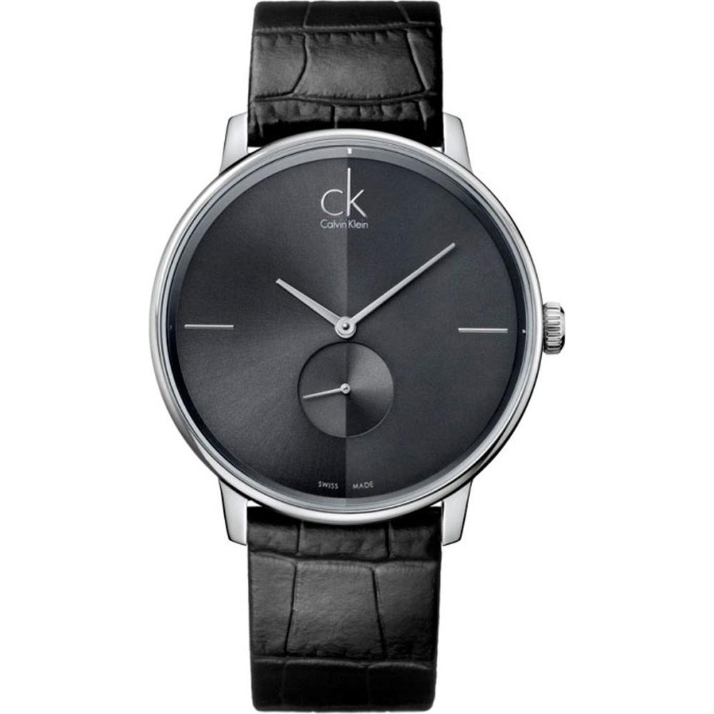 NEW Calvin Klein Accent Leather Mens Watches - Black K2Y211C3 全新 Calvin Klein Accent 皮革男士手錶 - 黑色 K2Y211C3