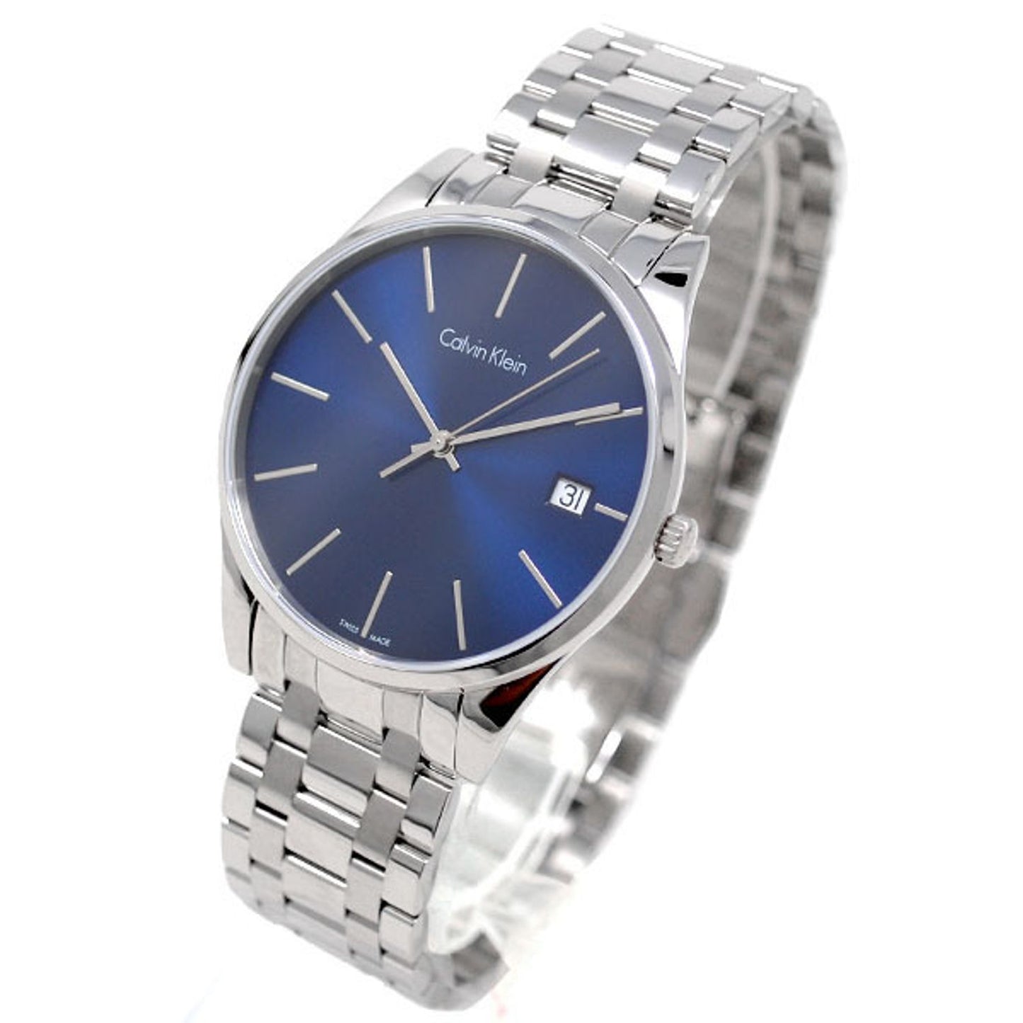 NEW Calvin Klein Time Steel Mens Watches - Blue Dial K4N2114N 按壓式隱藏表扣