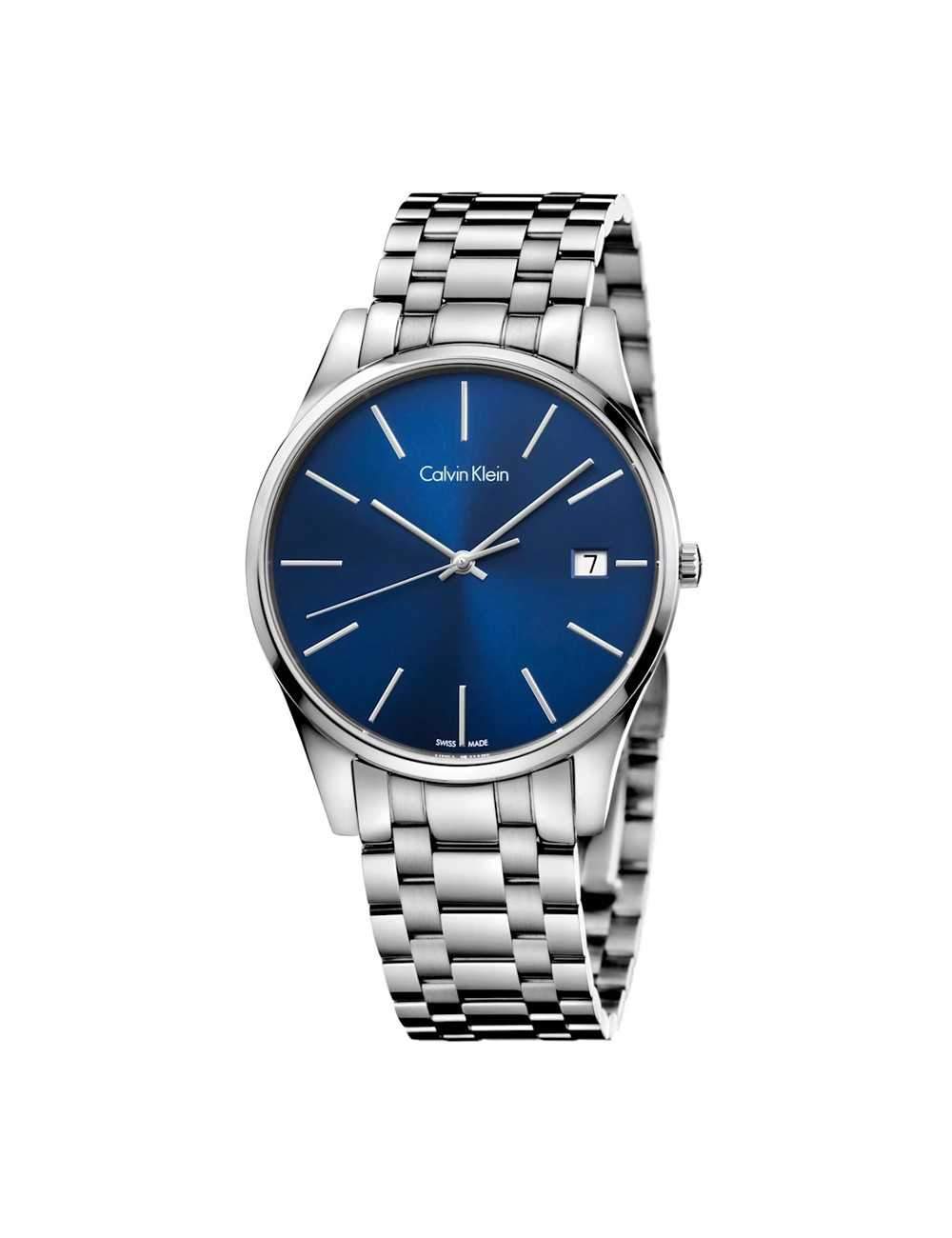 NEW Calvin Klein Time Steel Mens Watches - Blue Dial K4N2114N 按壓式隱藏表扣