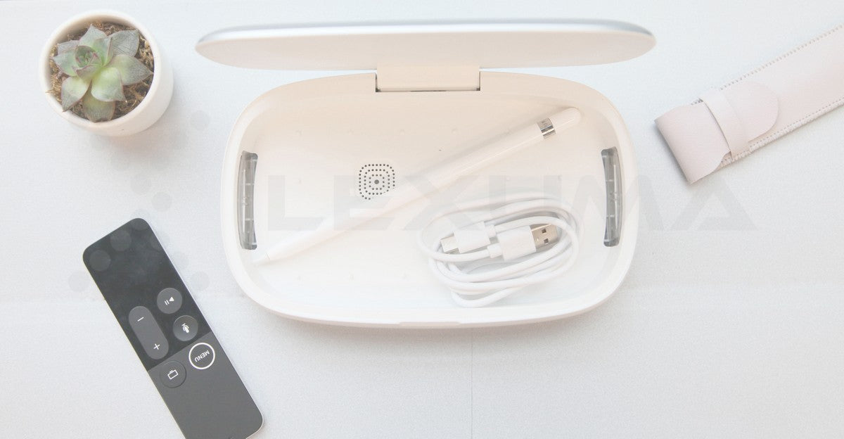 Dimbuyshop Lexuma XGerm mobile phone UV Sanitizer disinfectant phonesoap accessories 多功能手機紫外線消毒器 紫外線消毒 消毒產品 殺滅細菌 手機清潔 clean your phone white in color 打開 Apple Pencil