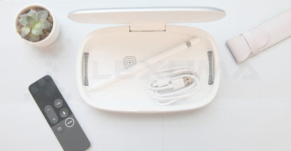 Dimbuyshop Lexuma XGerm mobile phone UV Sanitizer disinfectant phonesoap accessories 多功能手機紫外線消毒器 紫外線消毒 消毒產品 殺滅細菌 手機清潔 clean your phone white in color 打開 Apple Pencil