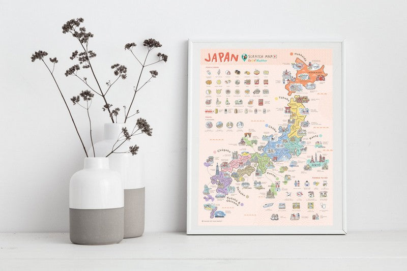 Japan Scratch Travel Map - Travel to Japan decoration stationery日本旅行刮刮地圖（內附刮刮片） white