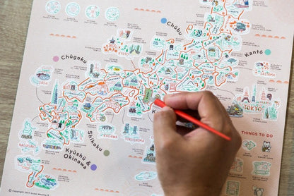 Japan Scratch Travel Map - Travel to Japan decoration stationery日本旅行刮刮地圖（內附刮刮片） pencil