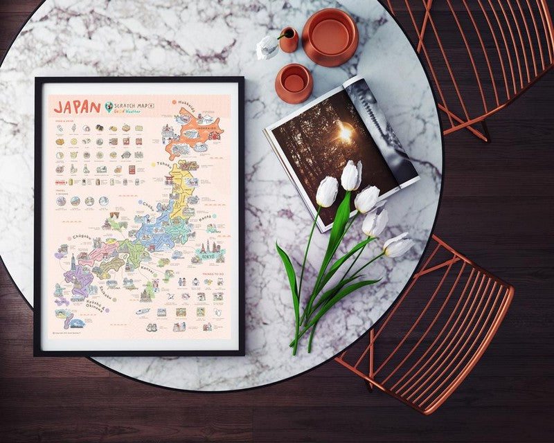 Japan Scratch Travel Map - Travel to Japan decoration stationery日本旅行刮刮地圖（內附刮刮片） coffee shop