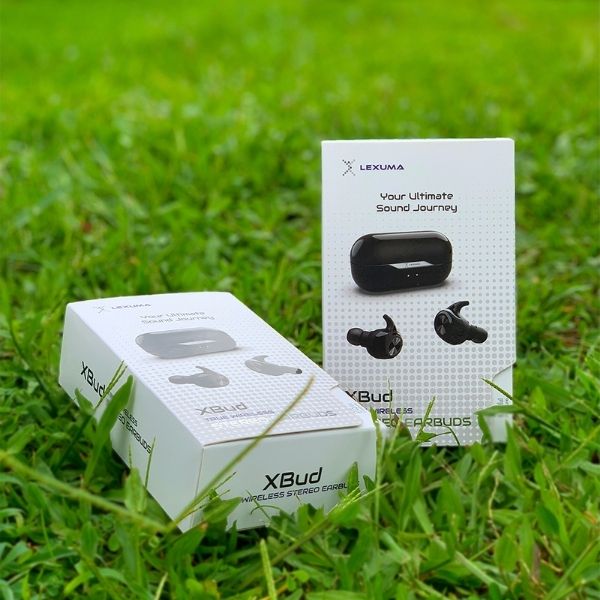 Lexuma XBud True Wireless TWS In-Ear Bluetooth Sports Earbuds earphone headphone  [With Charging Case] - green background