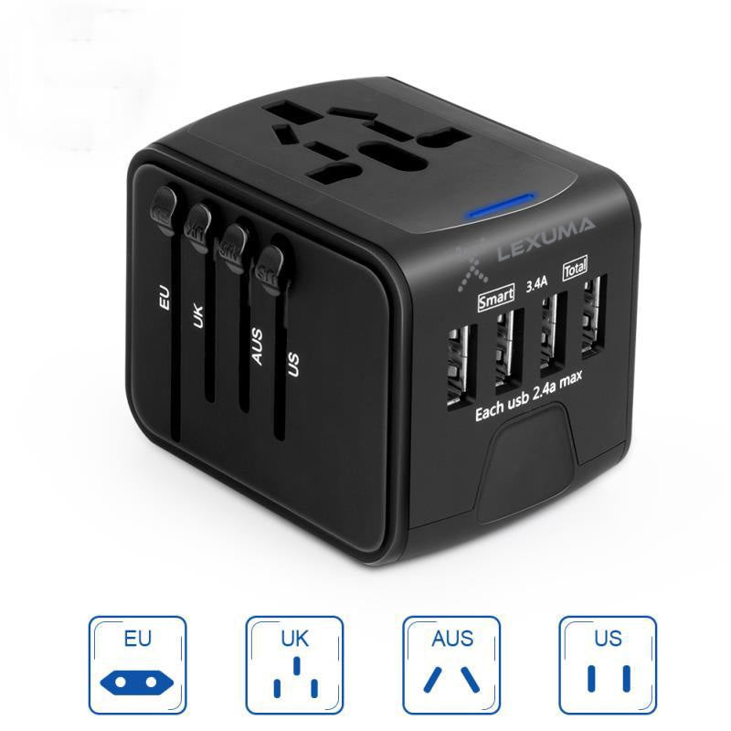 Universal Travel Adapter - All in One Worldwide Charger for US EU UK AUS with 4 USB Port - DimBuyShop