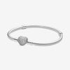 Pandora Moments Sparkling Heart Pavé Clasp Snake Chain Bracelet #590727CZ-16