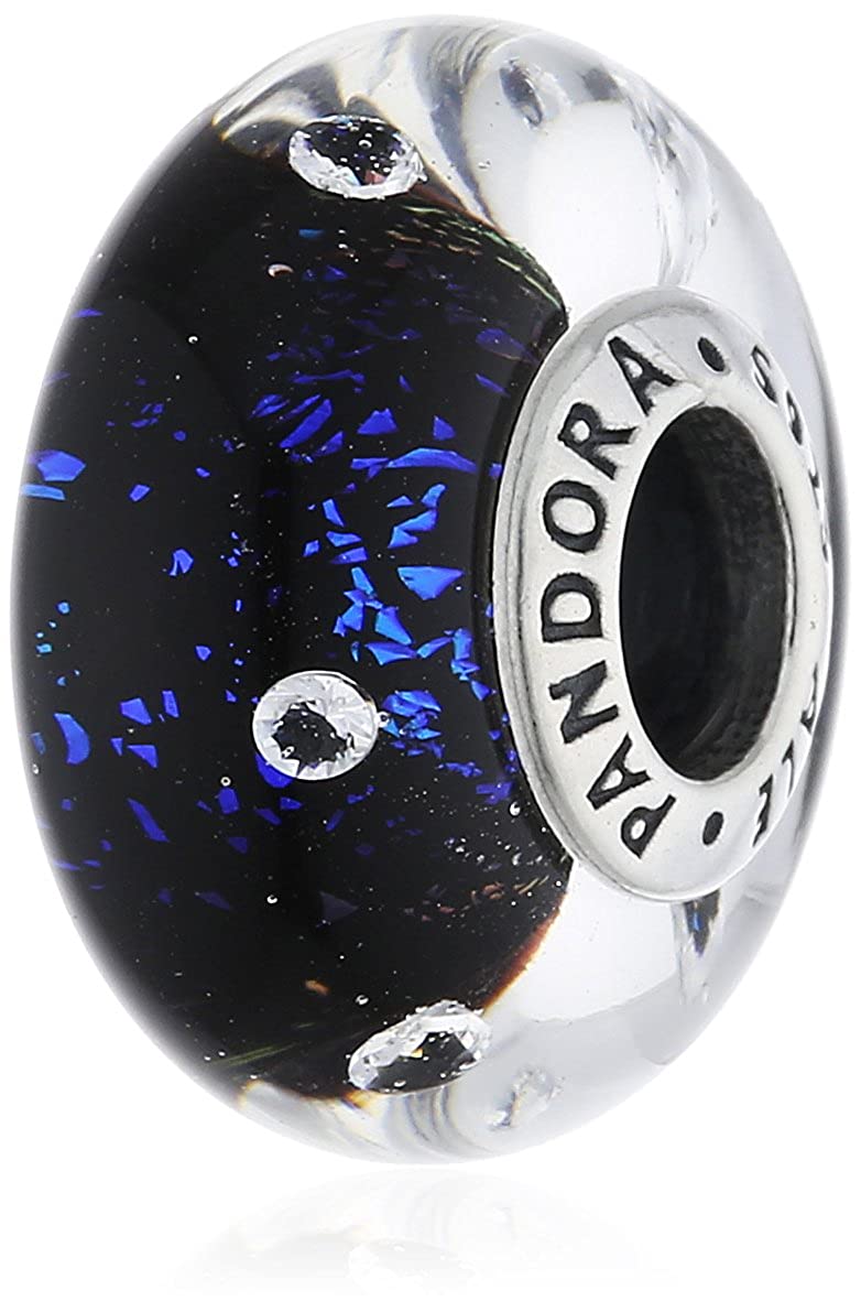 Pandora Midnight Blue Fizzle Murano Charm #791627CZ