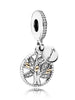 Pandora Family tree silver dangle with 14k and clear cubic zirconia #791728CZ