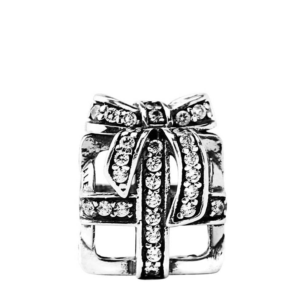Pandora Openwork gift silver charm with clear cubic zirconia  #791766CZ