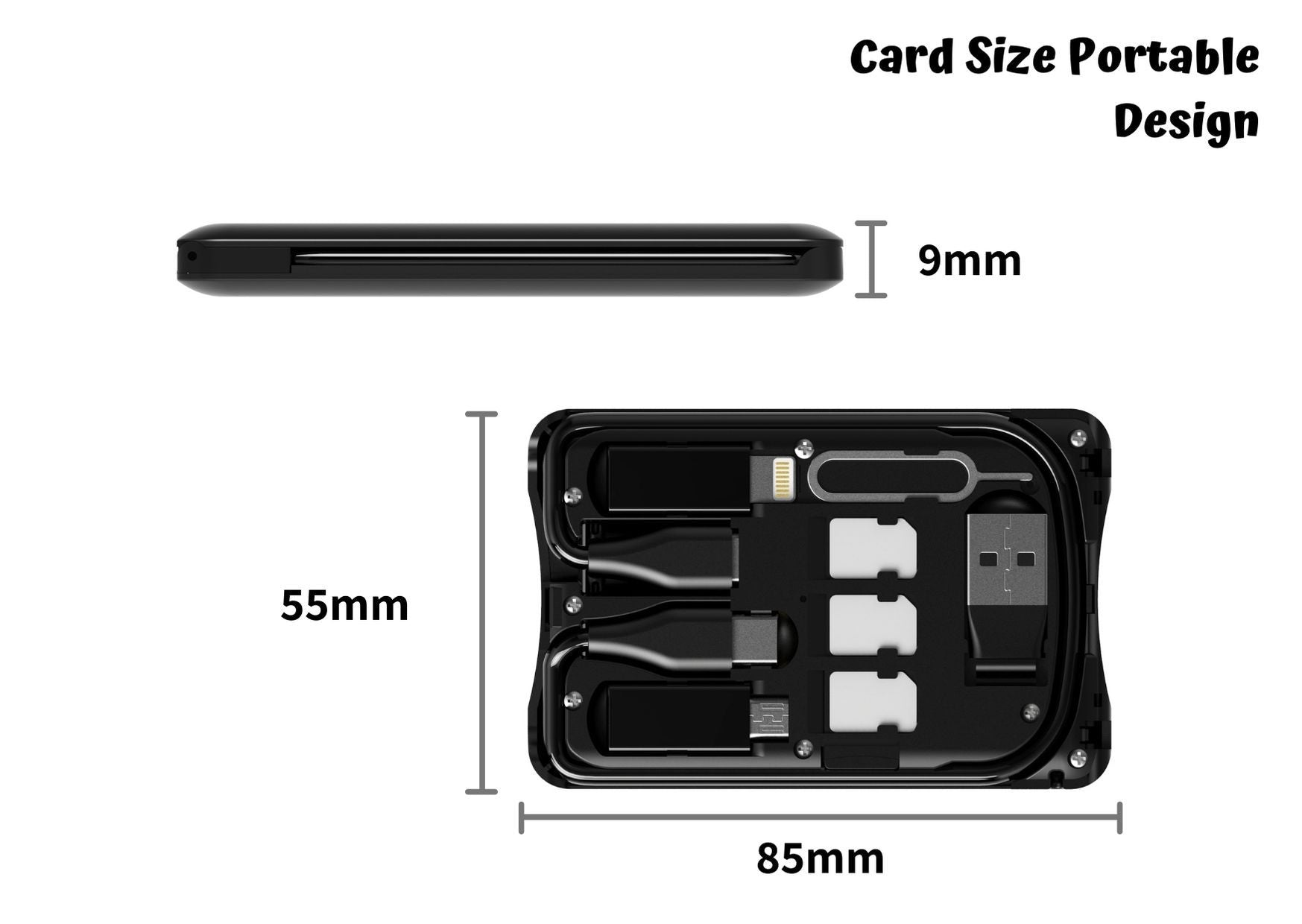dimbuyshop Portable Multi functional Cable SIM Card Adapter card size portable cable storage wireless charging cover photo portable design
