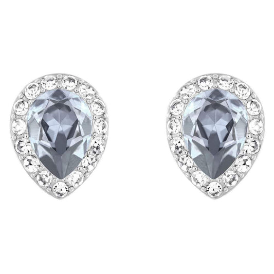 SWAROVSKI Christie Pear Rhodium with Blue & Clear Crystal Stud Earrings #5113783