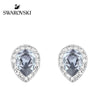 SWAROVSKI Christie Pear Rhodium with Blue & Clear Crystal Stud Earrings #5113783