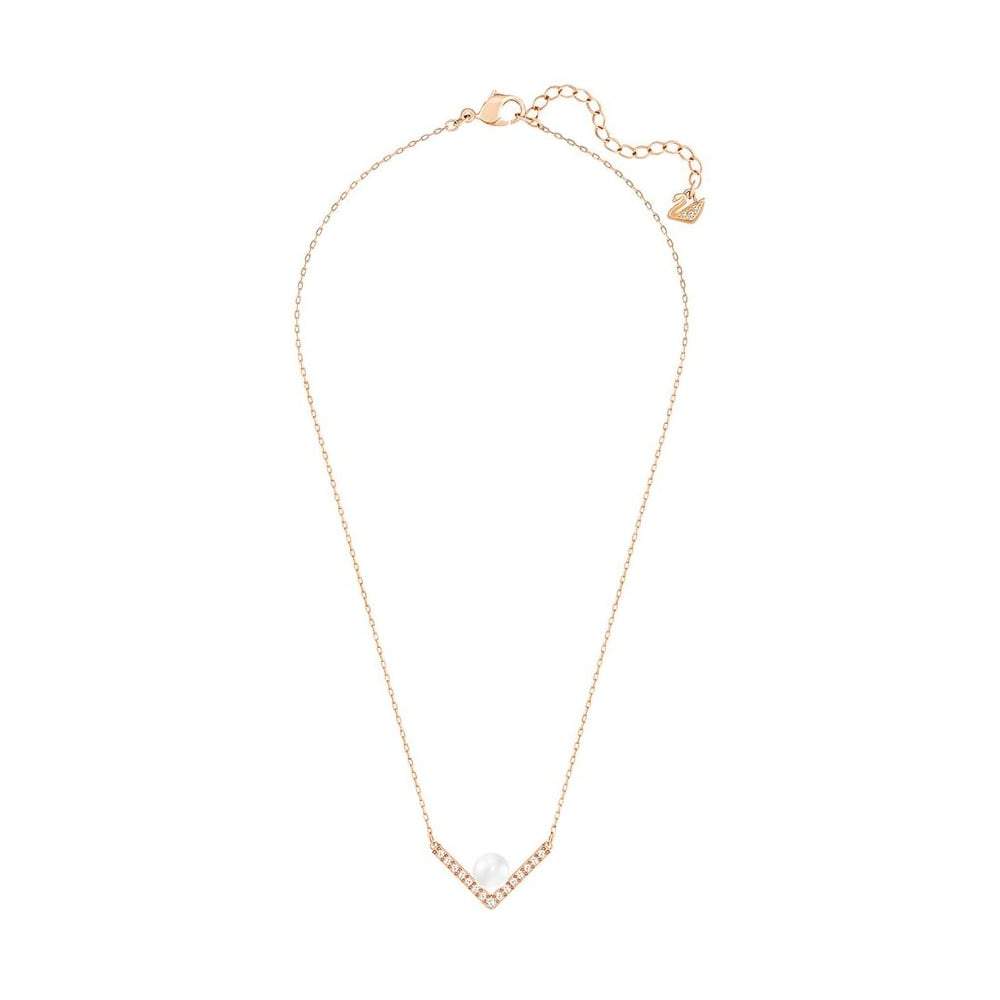 SWAROVSKI Edify Clear Crystal & Pearl Rose Gold Small Necklace #5186847