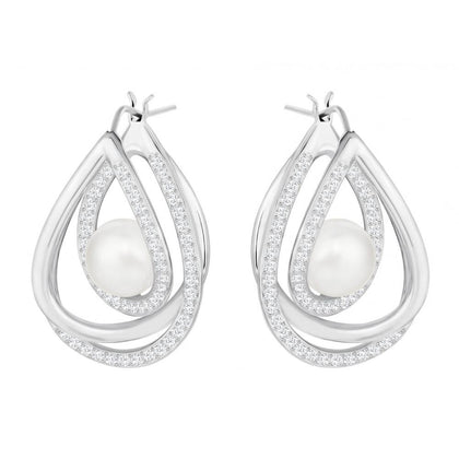 SWAROVSKI Free Pearl Earrings - Rhodium/White #5217718